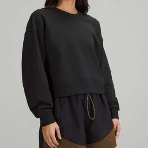 lululemon Perfectly Oversized Cropped Crewneck Sweatshirt 4 Black French Terry